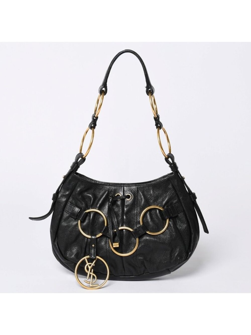 Saint Laurent Handbag Gold Ring Leather Black